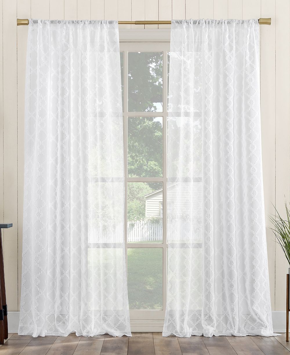 Tina Geometric Clipped Semi-Sheer Rod Pocket Curtain Panel