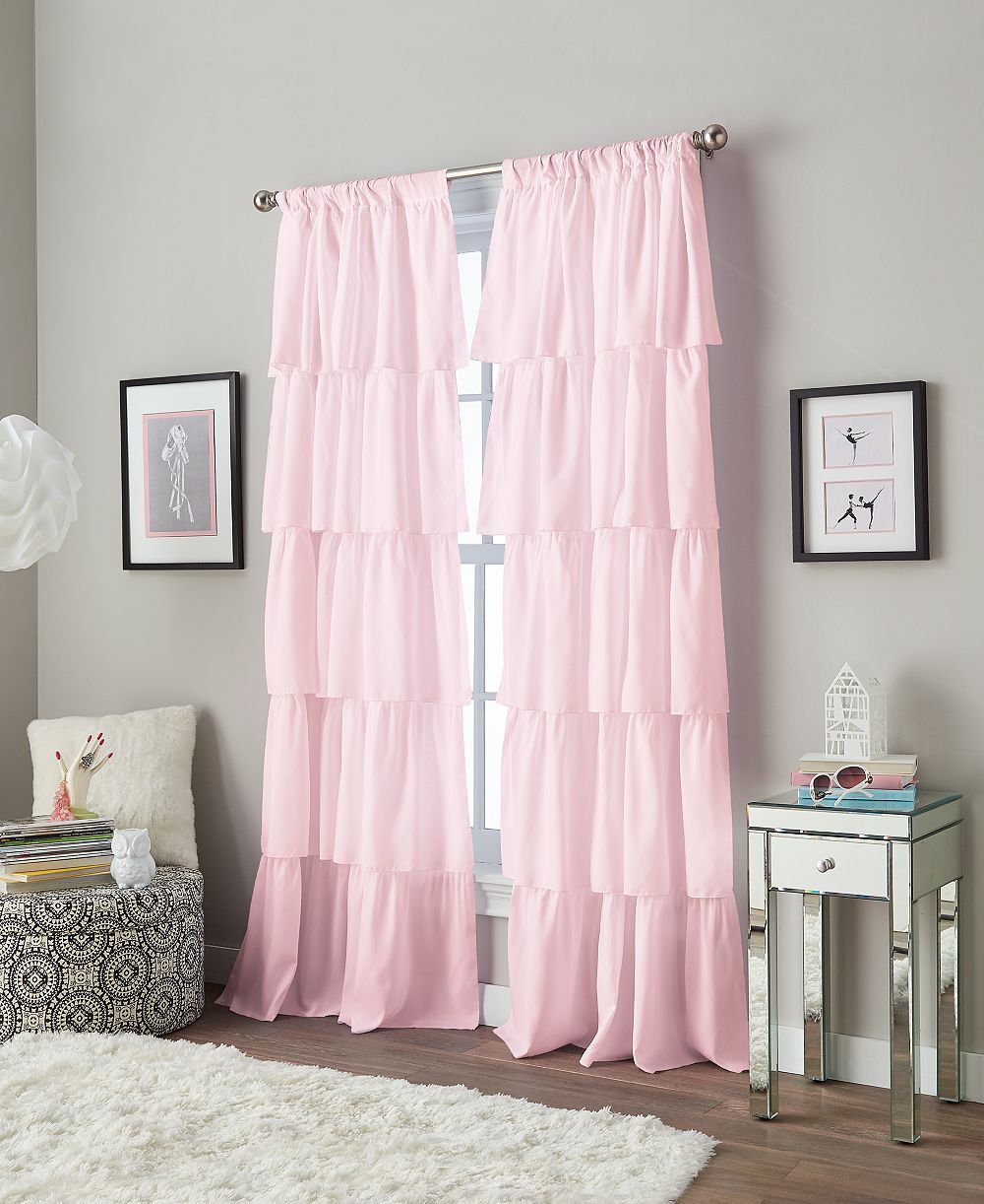 Curtainworks Flounced Poletop Single Curtain Panel, 42" x 63"