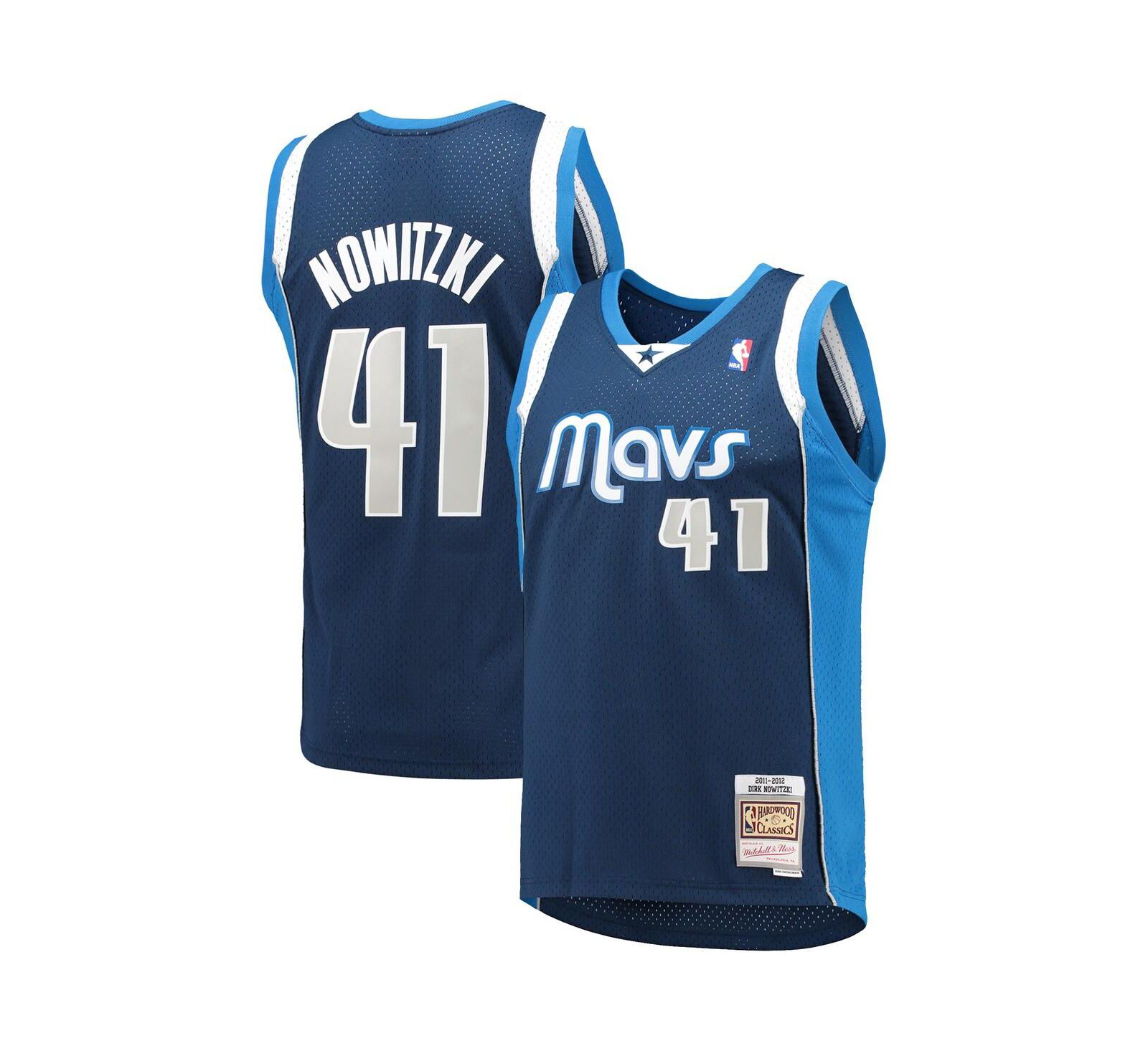 Men's Mitchell & Ness Dirk Nowitzki Navy Dallas Mavericks 2011-12 Hardwood Classics Swingman Jersey