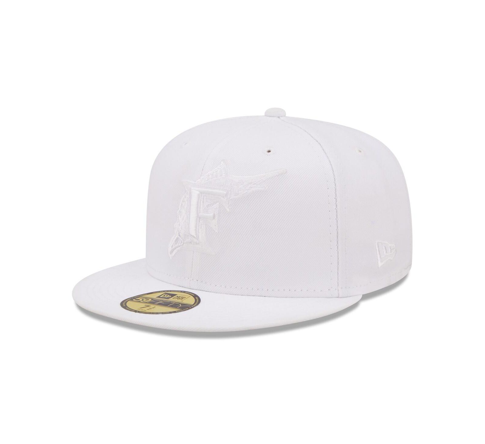 Men's New Era Miami Marlins White on White 59FIFTY Fitted Hat