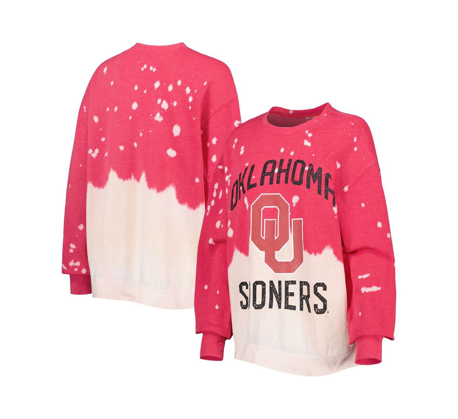 Женская свитшот Gameday Couture Crimson Oklahoma Sooners Twice As Nice Faded Dip-Dye Pullover