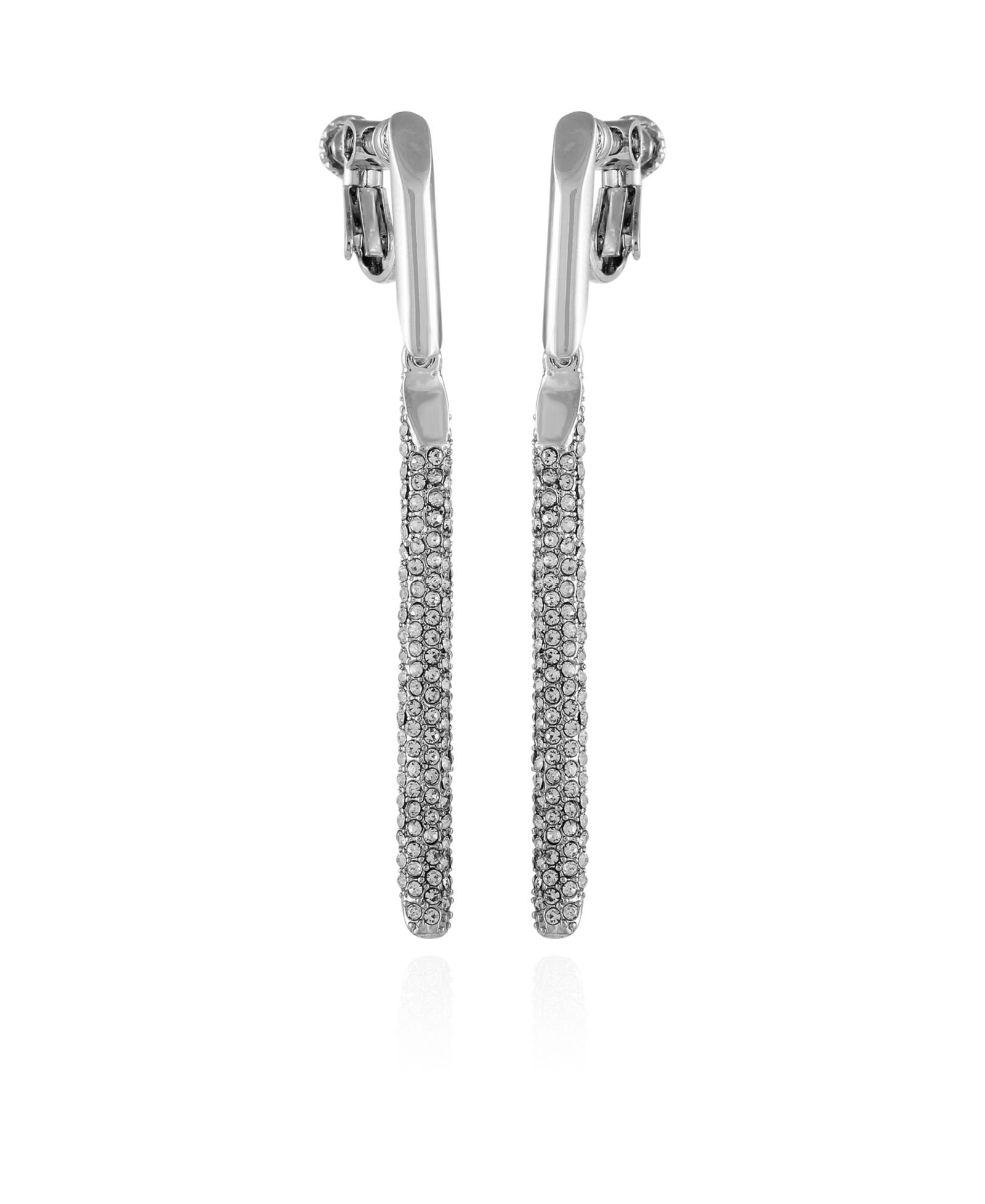 Серьги-клипсы Vince Camuto Silver-Tone Glass Stone Linear Drop