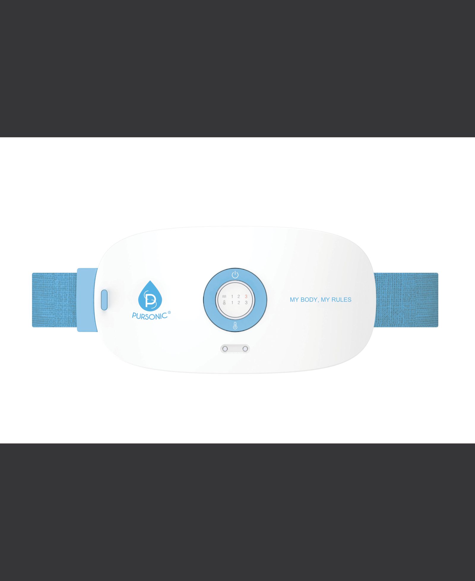 Pursonic Stomach & Back Massager, 3 Vibration Levels, 3 Heat Settings & USB Rechargeable- Promotes Blood Circulation