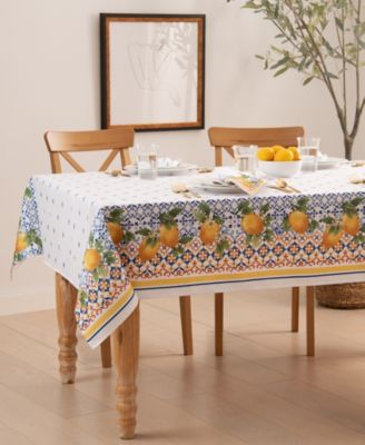 Capri Lemon Double Border Tablecloth 60" x 120"