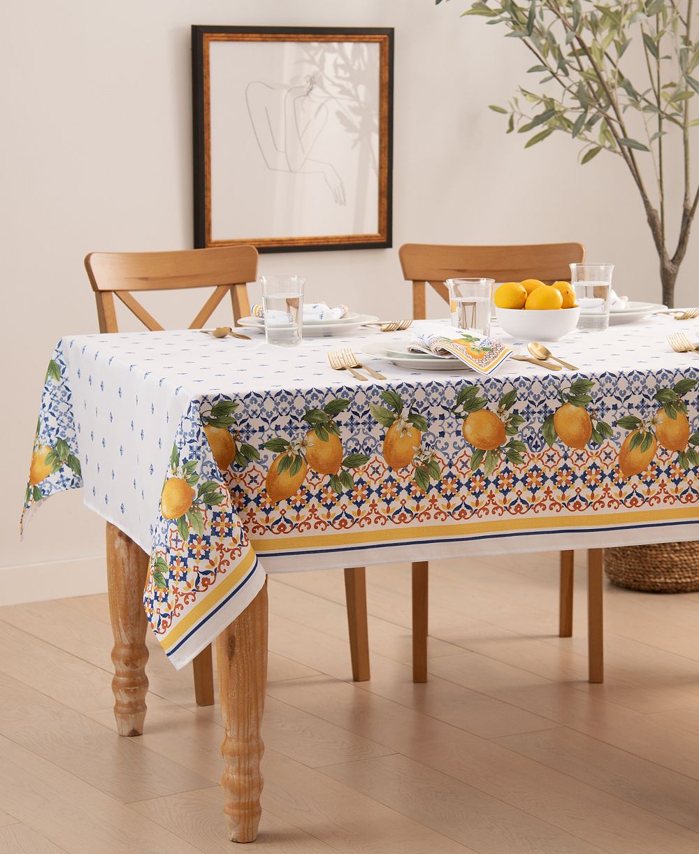 Скатерть Capri Lemon Double Border 60" x 144"