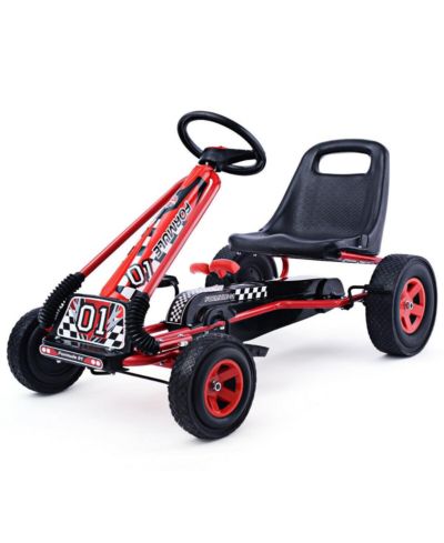 Costway Pedal-Powered 4-Wheel Go-Kart Racer, 41.5"L x 23.2"W x 24.4"H, Ages 3+