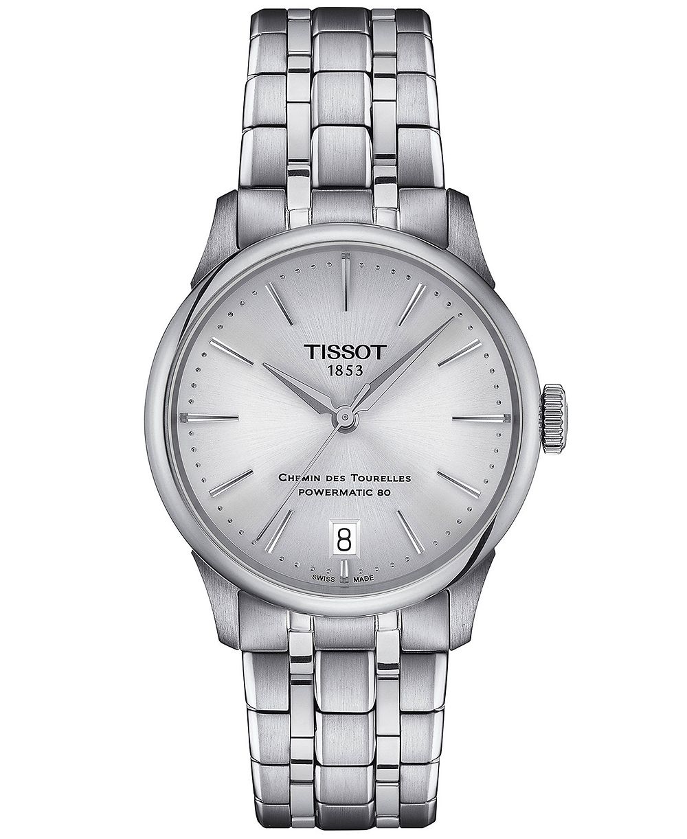 Женские часы Tissot Swiss Automatic Chemin des Tourelles Powermatic 80 Stainless Steel Bracelet 34mm