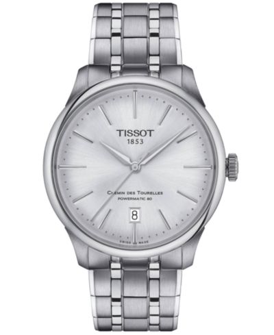 Унисекс часы Tissot Swiss Automatic Chemin des Tourelles Powermatic 80 Stainless Steel Bracelet 39mm