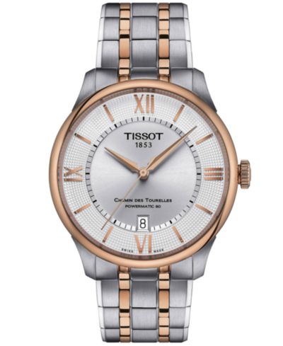 Tissot Часы Tissot Unisex Swiss Automatic Chemin des Tourelles Powermatic 80 Two-Tone Stainless Steel 39mm