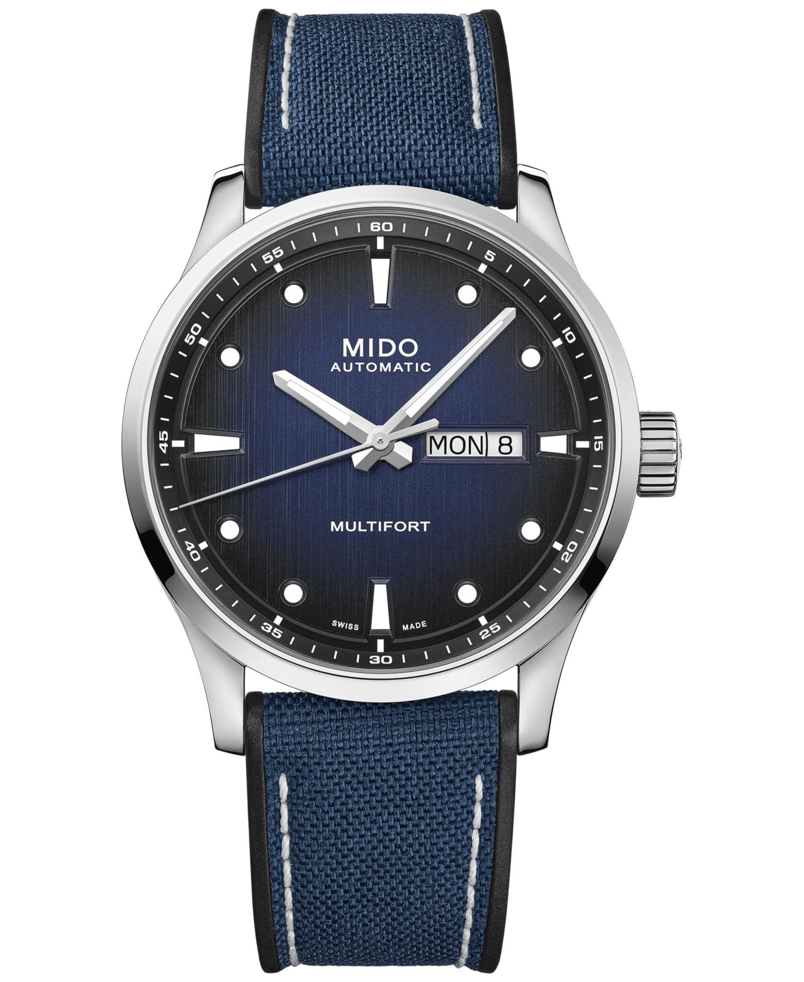Mido Men's Swiss Automatic Multifort Blue Textile Strap Watch 42mm