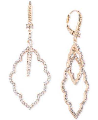 Золотистые серьги-подвески Marchesa Crystal