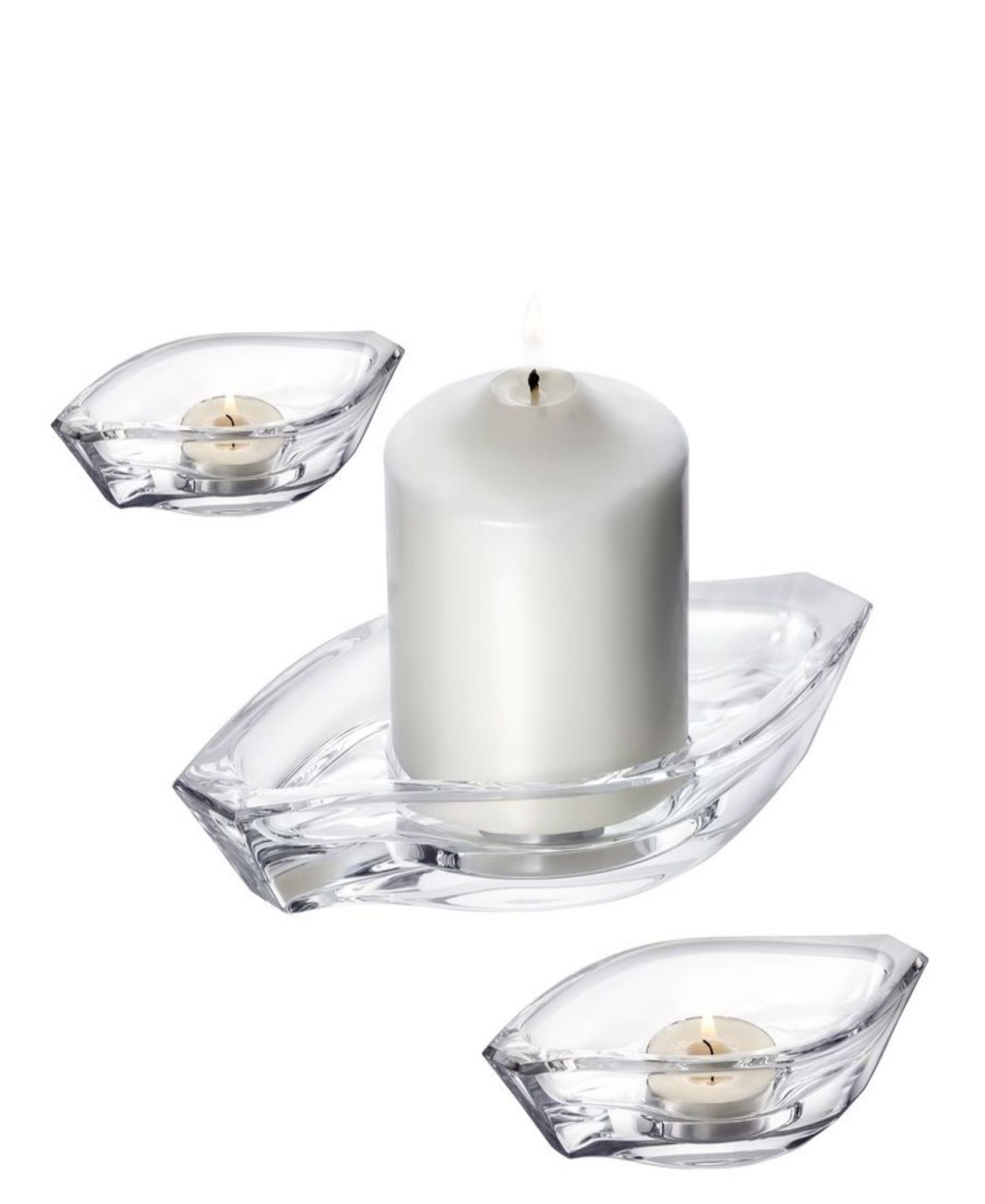 Orrefors Wave набор из 3 свечей Votive