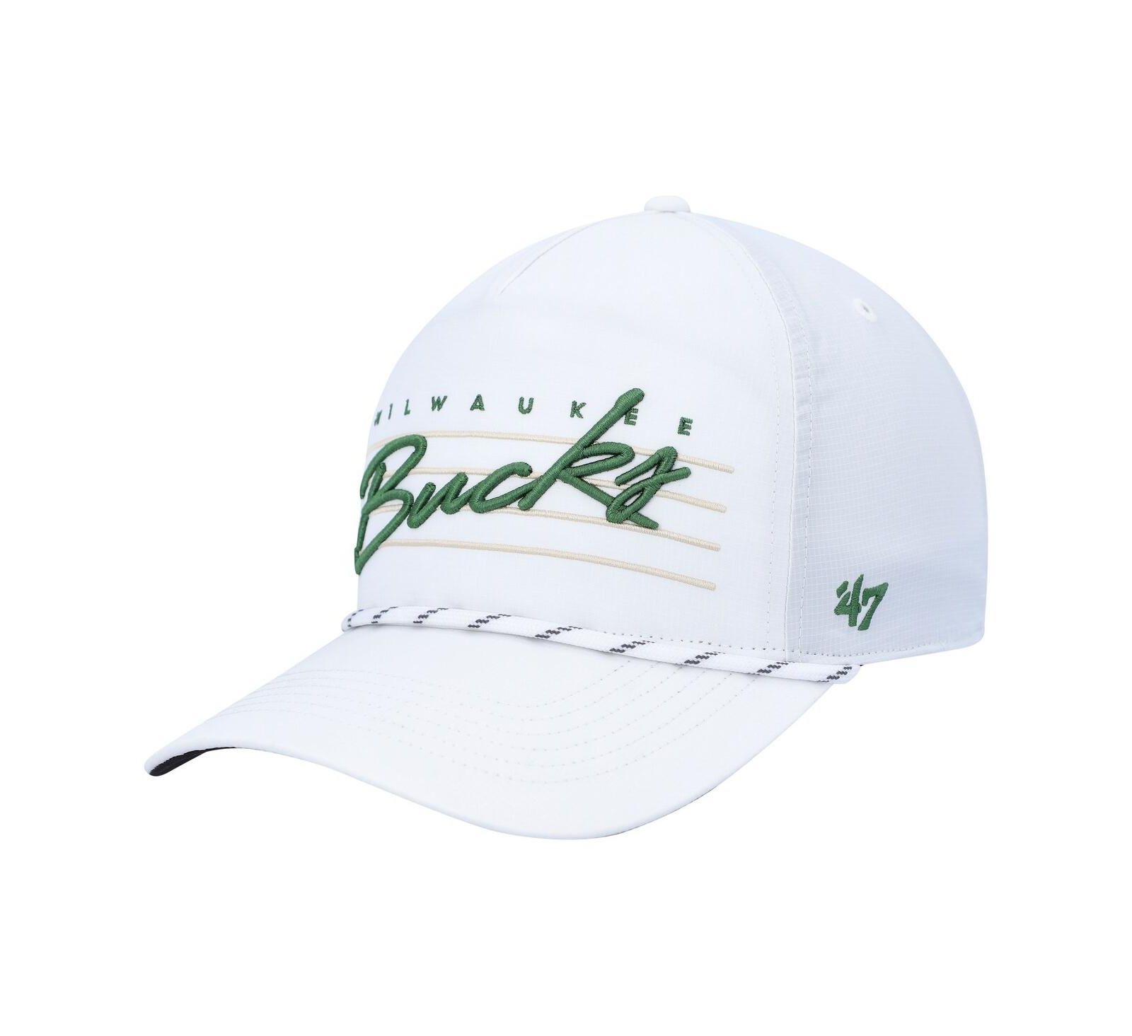 Мужская кепка '47 Brand White Milwaukee Bucks Downburst Hitch Snapback