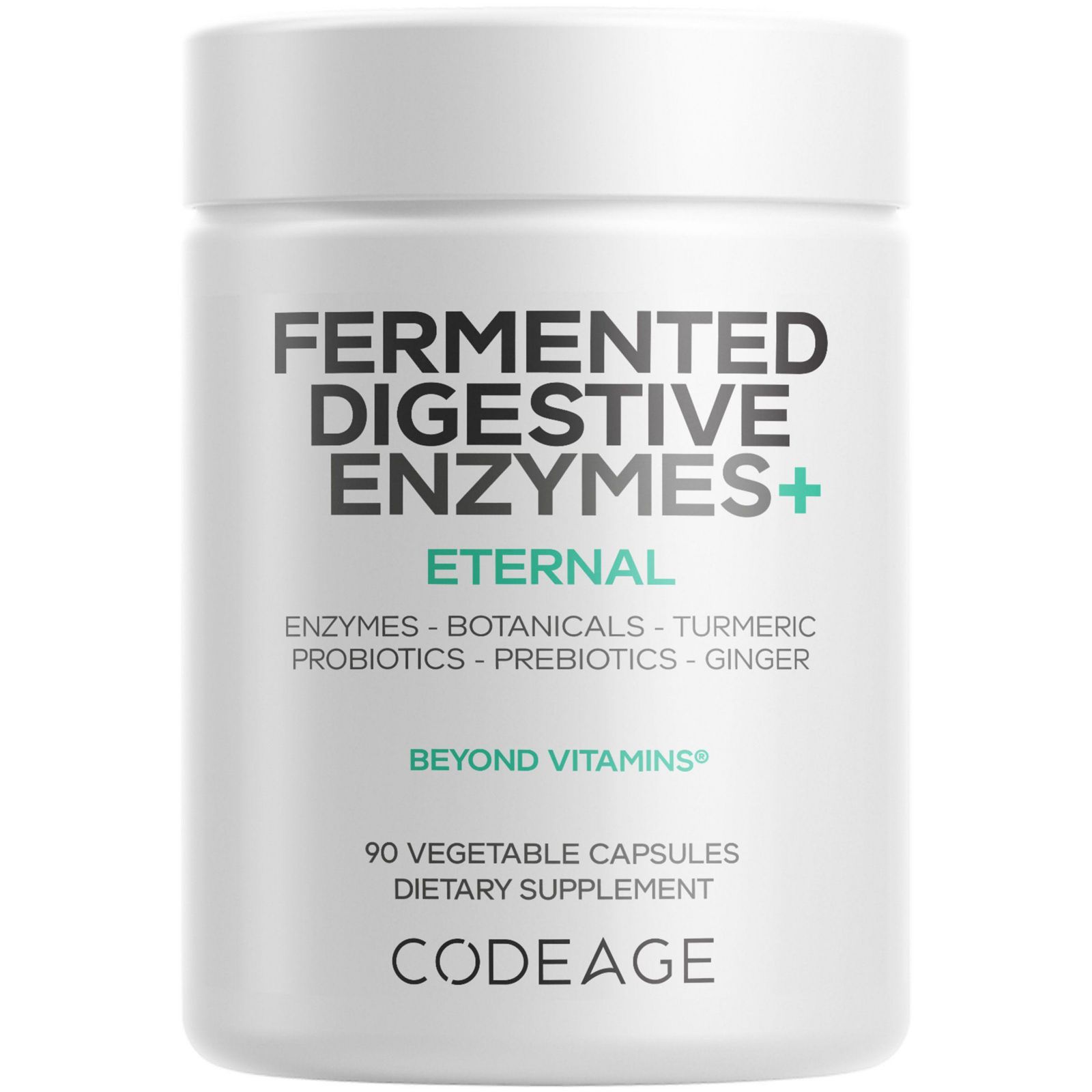 Codeage Fermented Digestive Enzymes Supplement - 14 пищеварительных ферментов, пробиотики, пребиотики, ферментированные растительные компоненты, на растительной основе, 90 капсул