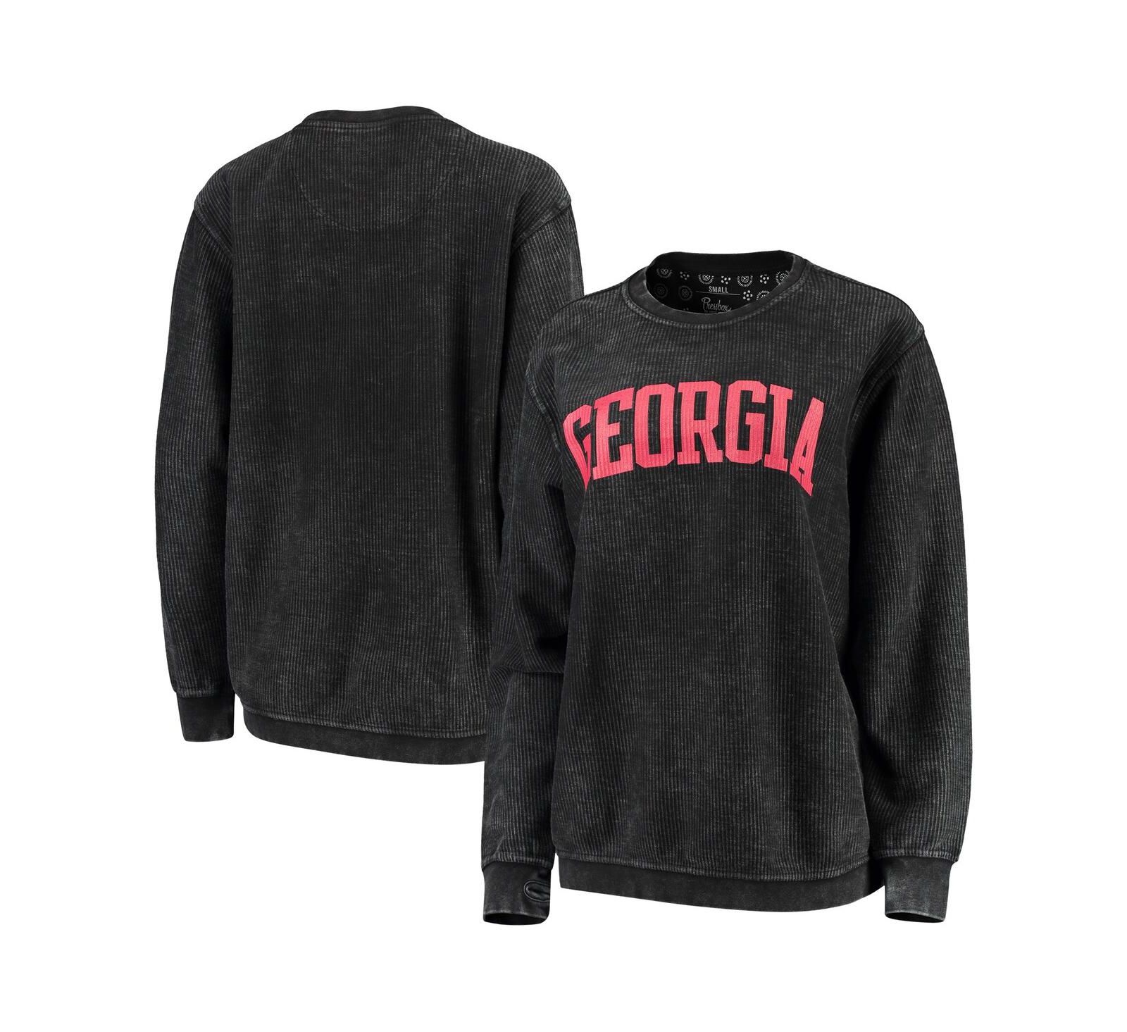 Женский свитшот Pressbox Georgia Bulldogs Comfy Cord Vintage-Like Wash Basic Arch Pullover Black