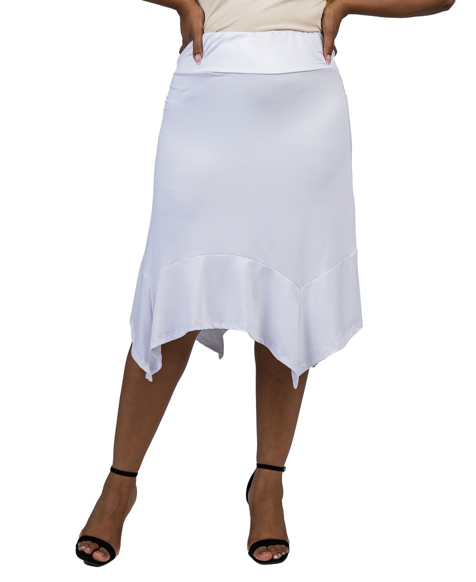 24seven Comfort Apparel Plus Size Elastic Waist Handkerchief Skirt