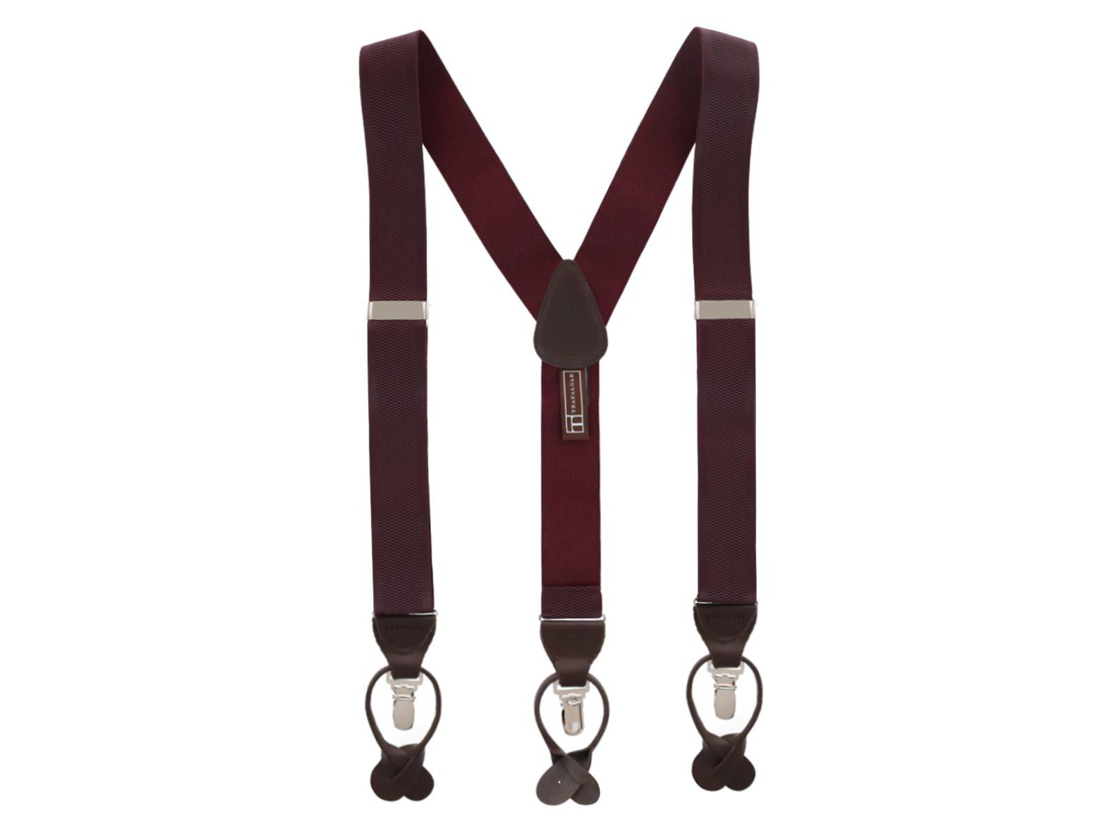 TRAFALGAR Men's Classic Solid Color Convertible Suspenders 35mm Elastic