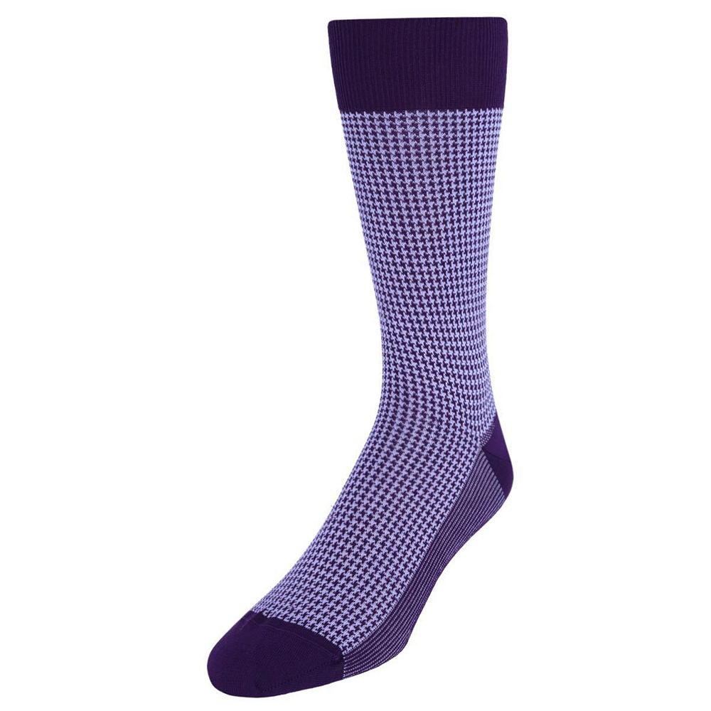 TRAFALGAR Men's Doyle Houndstooth Design Mercerized Cotton Mid-Calf Socks