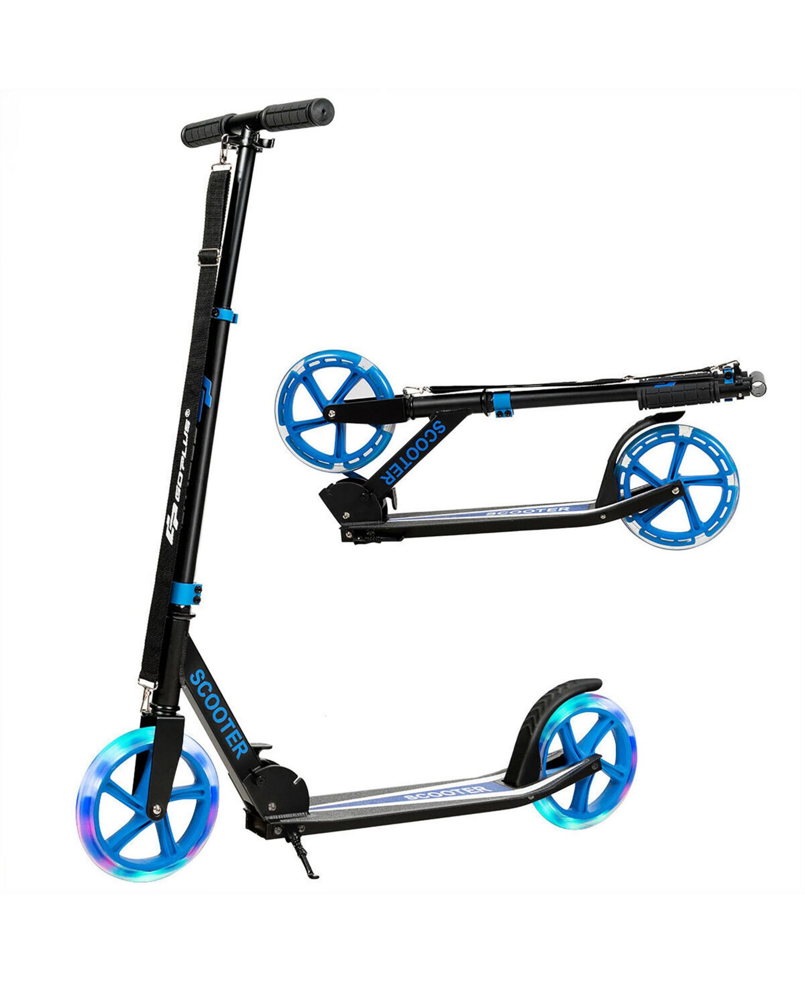 Costway Folding Kick Scooter with LED Wheels, 220 Lb Capacity, Ages 5-14