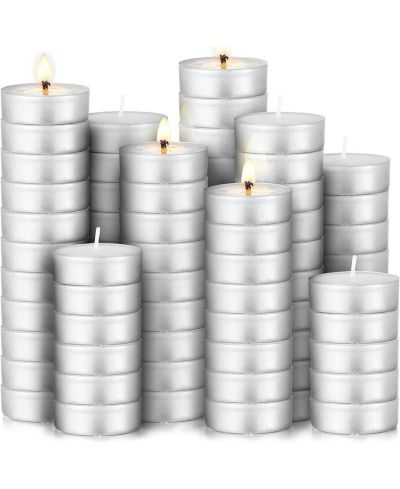 100 Pack Smokeless Unscented Long Burning Tea Lights Candles for Home