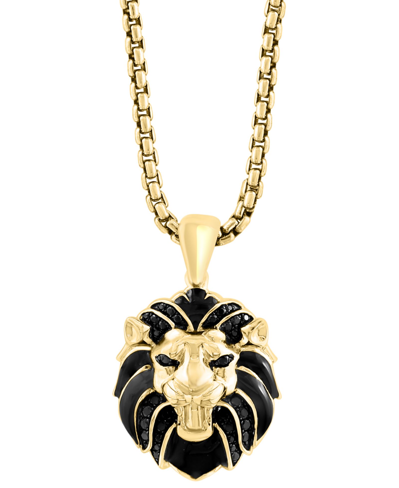 EFFY® Мужское ожерелье-подвеска Black Spinel Lion 22" (3/8 ct. t.w.) в 14k Gold-Plated Sterling Silver