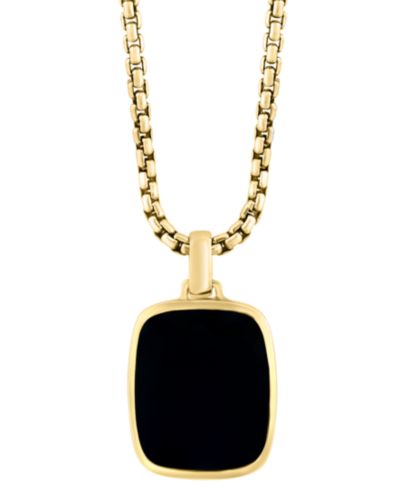 EFFY Collection Мужской кулон Dog Tag из оникса в золотом напылении на стерлинговом серебре 14k