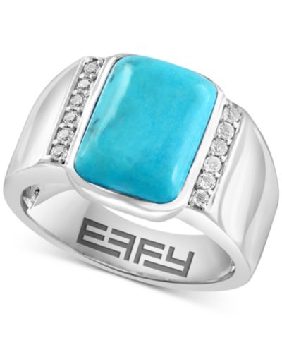 Мужское кольцо EFFY® Turquoise & White Topaz из стерлингового серебра