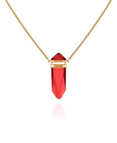 Длинная цепочка Vince Camuto Imitation Red Siam Epoxy Pendant Gold-Tone Statement Necklace
