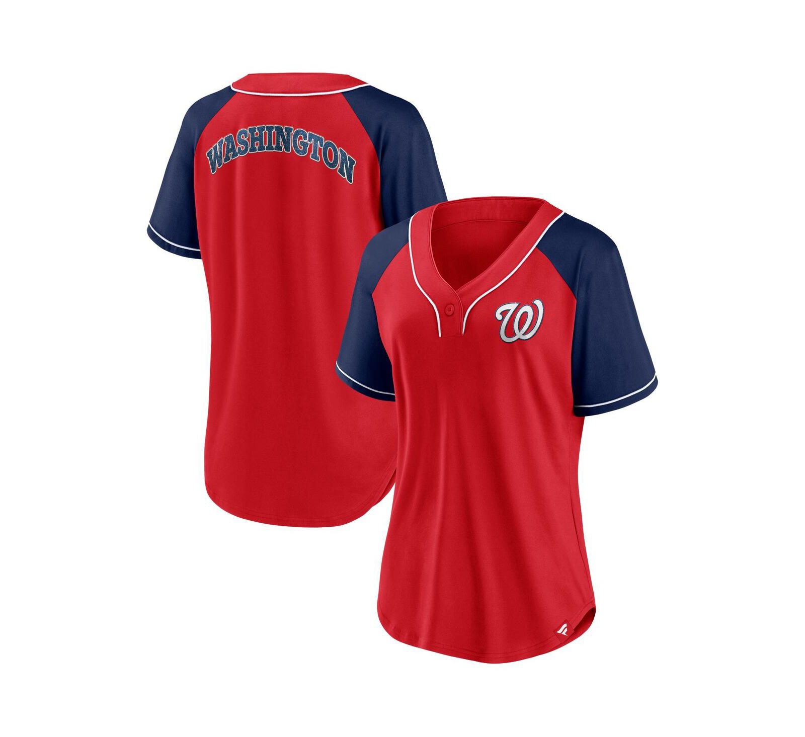 Женская футболка Fanatics Red Washington Nationals Ultimate Style Raglan V-Neck