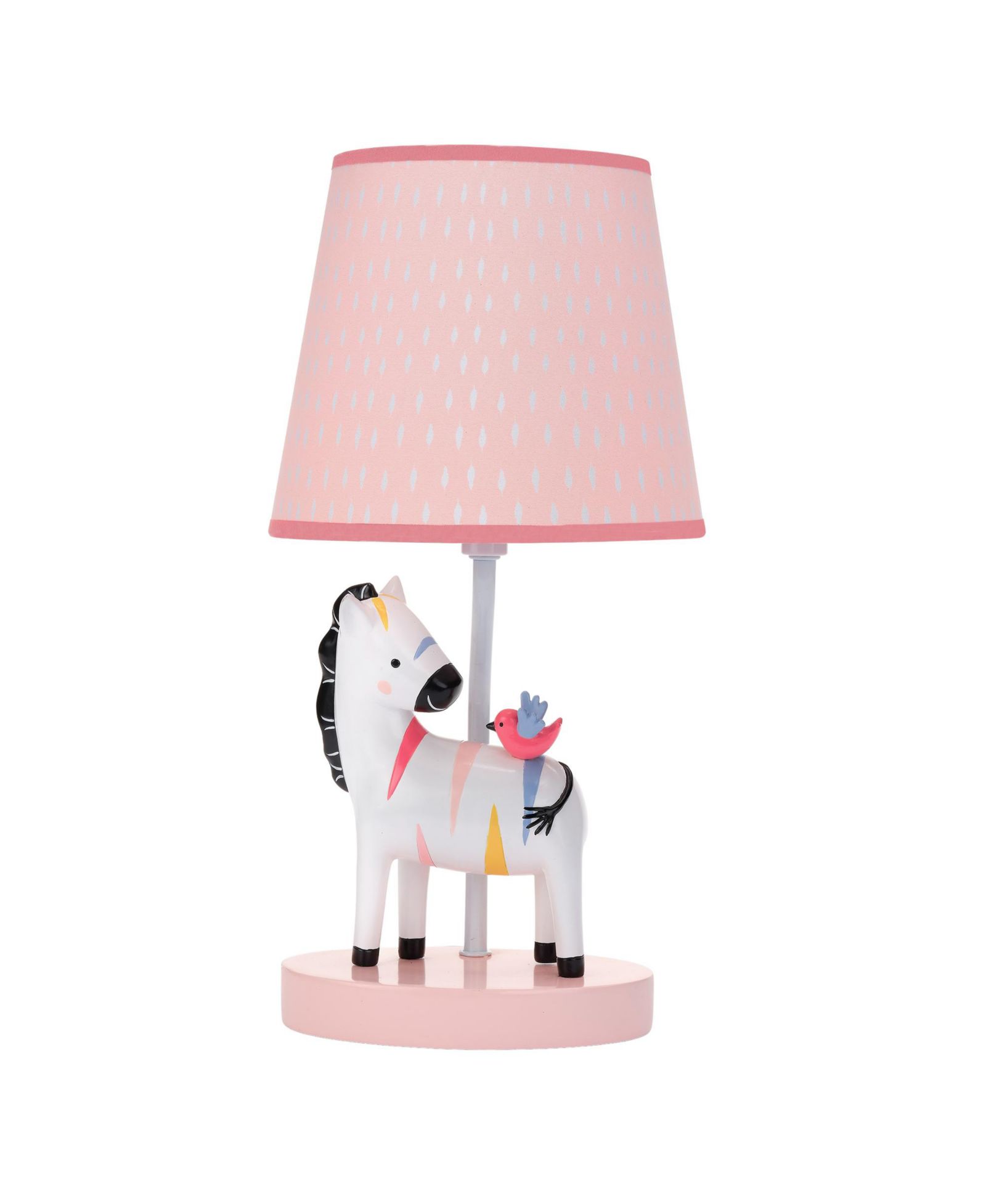 Lambs and Ivy Jazzy Jungle Zebra White/Peach Nursery Lamp with Shade and Bulb