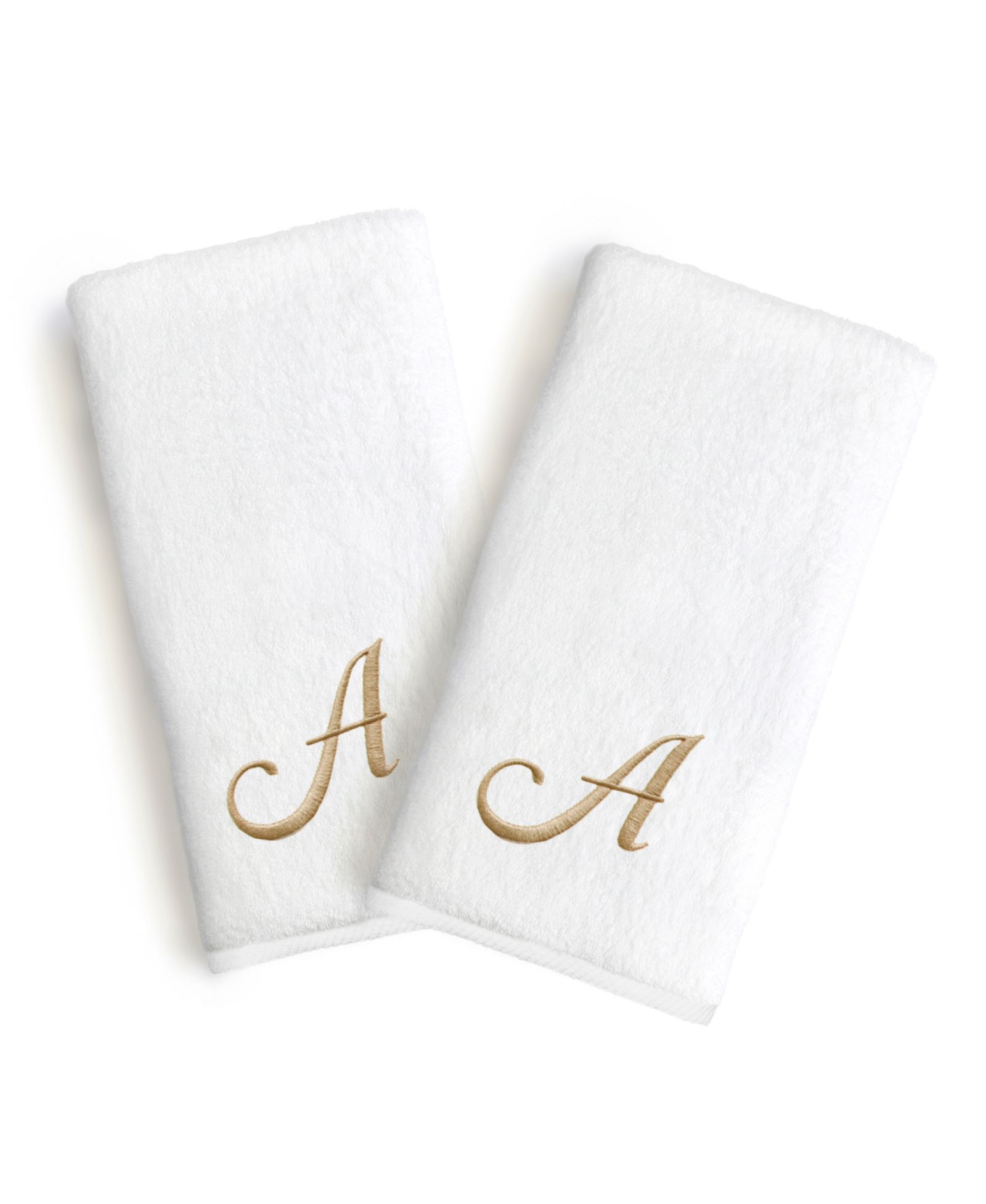 Linum Home Linum Font Monogrammed Luxury Turkish Cotton Novelty 2-Piece Hand Towel Set