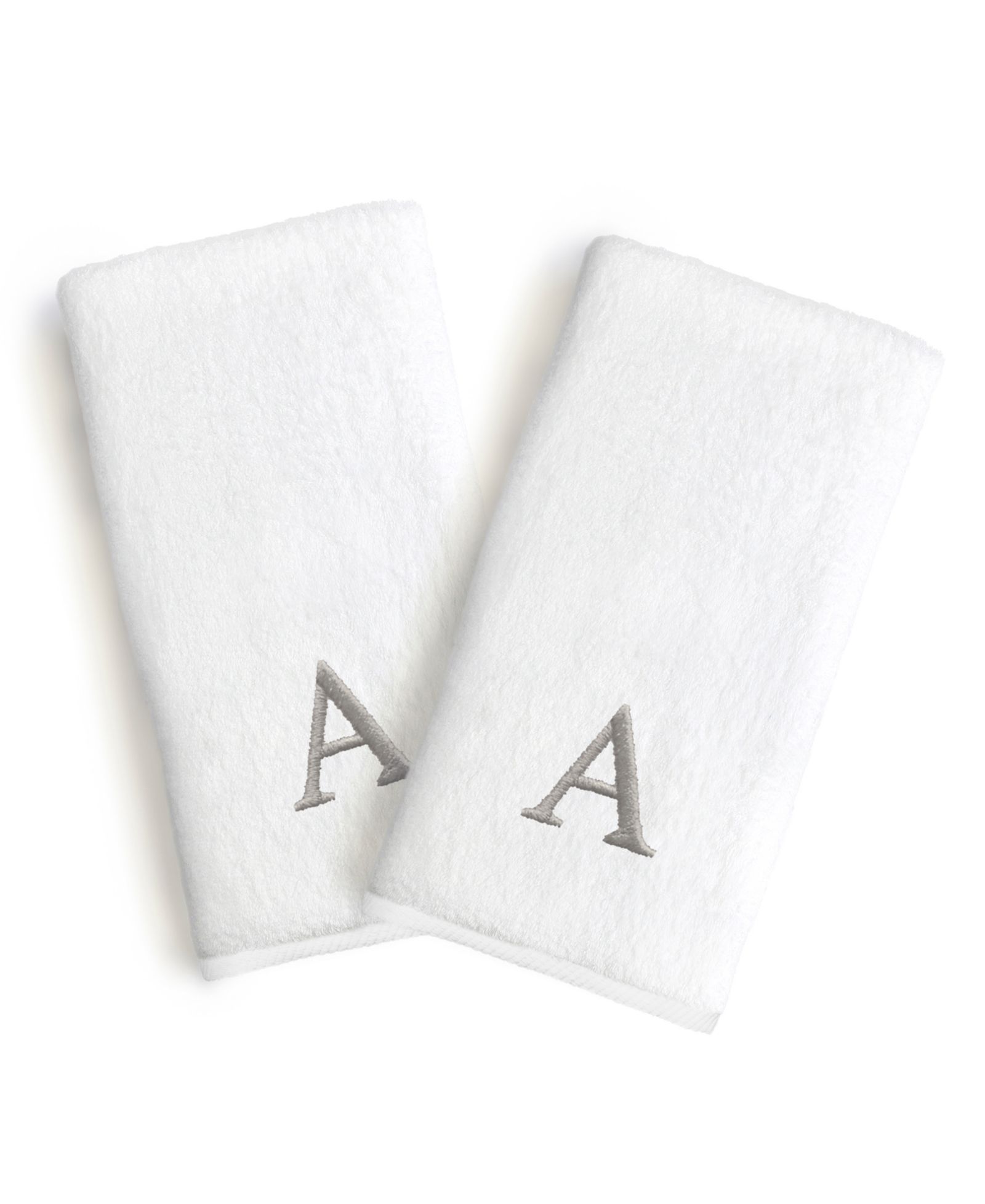 Linum Home Bookman Font Monogrammed Luxury 100% Turkish Cotton Novelty 2-Pc Hand Towels, 16" x 30"