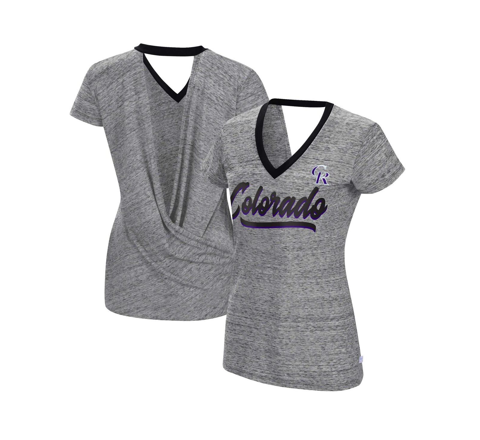 Женская футболка Touch Black Colorado Rockies Halftime Back Wrap V-Neck