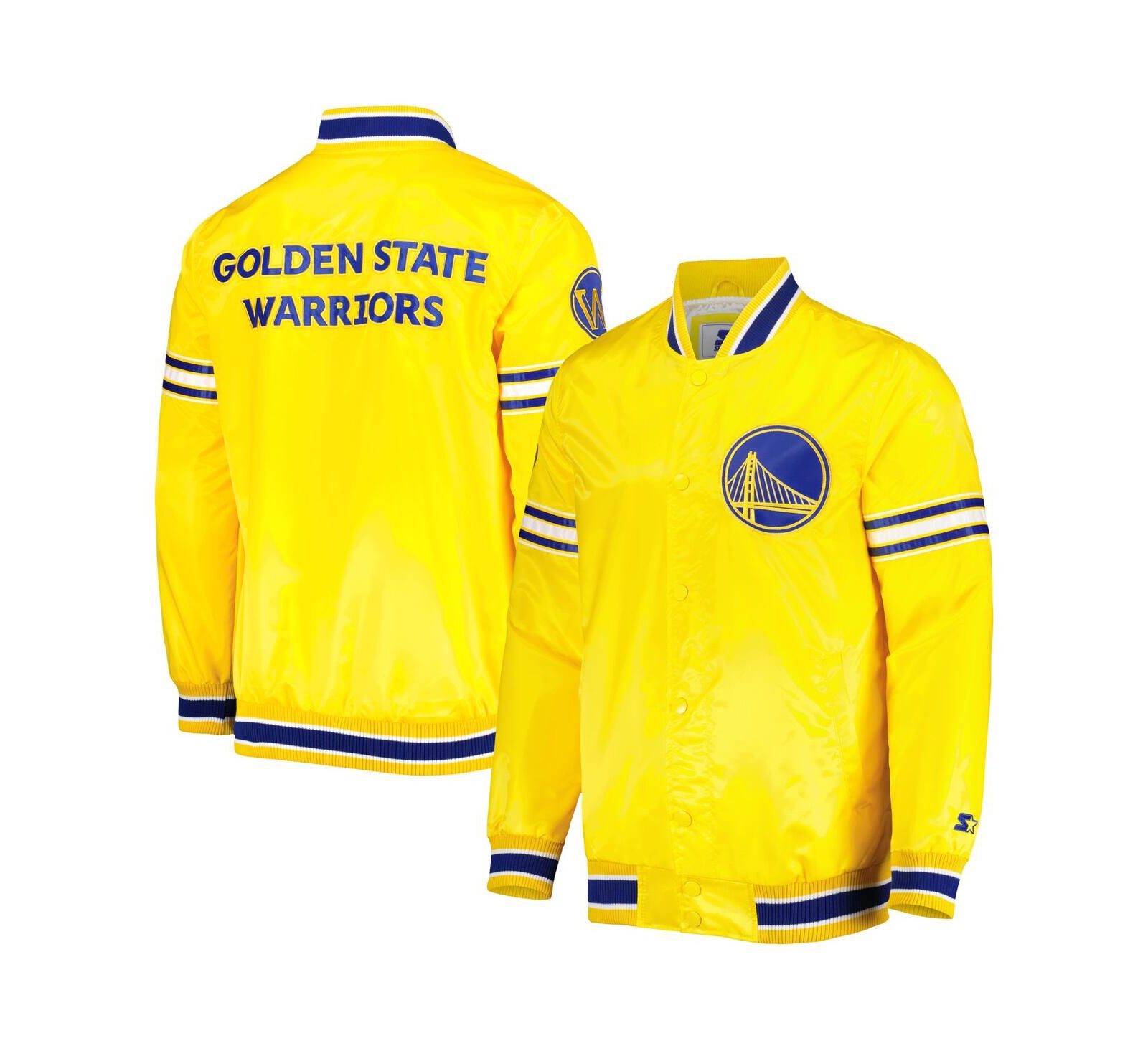 Men's Starter Gold Golden State Warriors Slider Satin Full-Snap Varsity Jacket