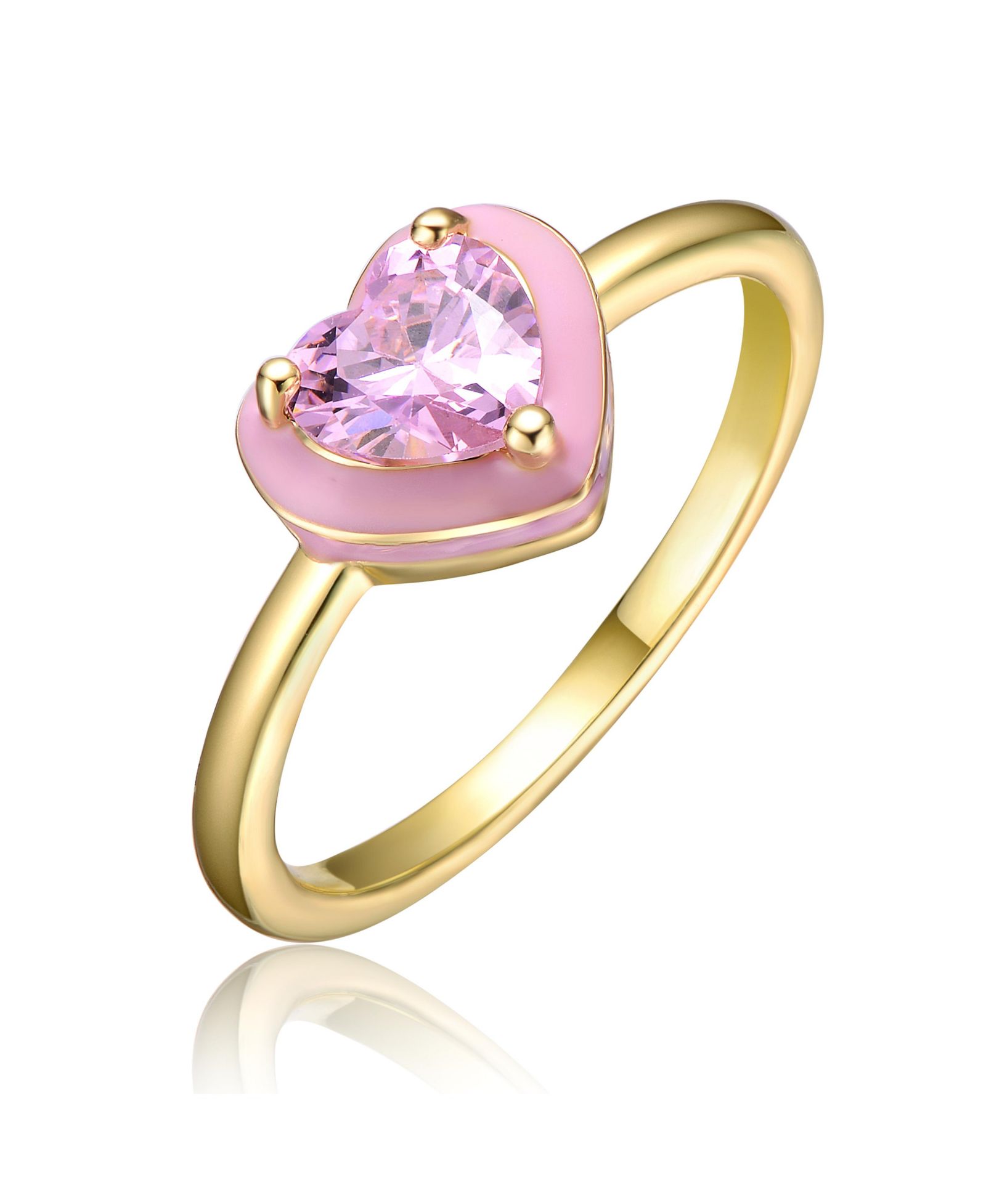 Кольцо GiGiGirl 14K Gold Plated Pink CZ & Enamel Halo Heart