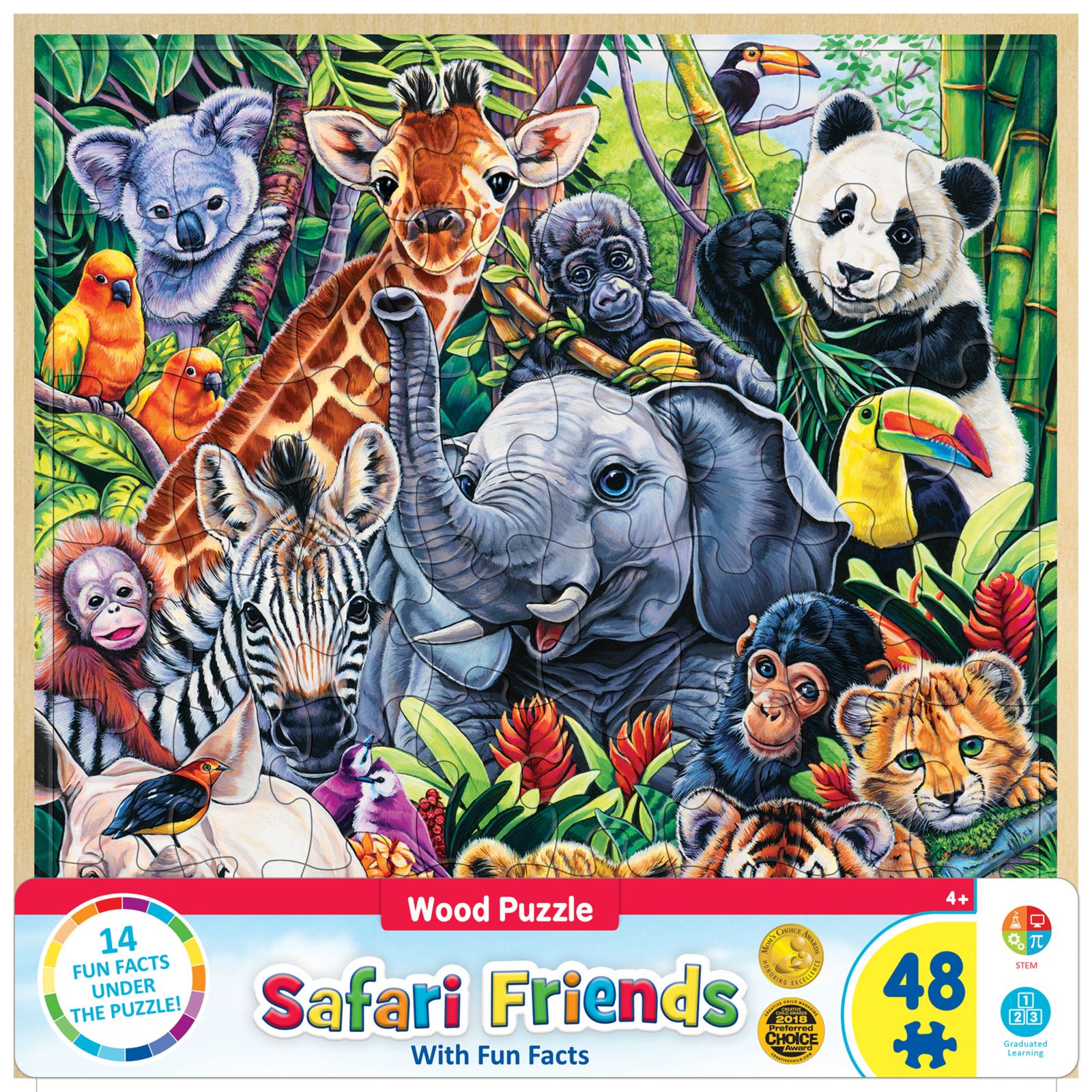 Деревянный пазл MasterPieces Safari Friends, 48 деталей
