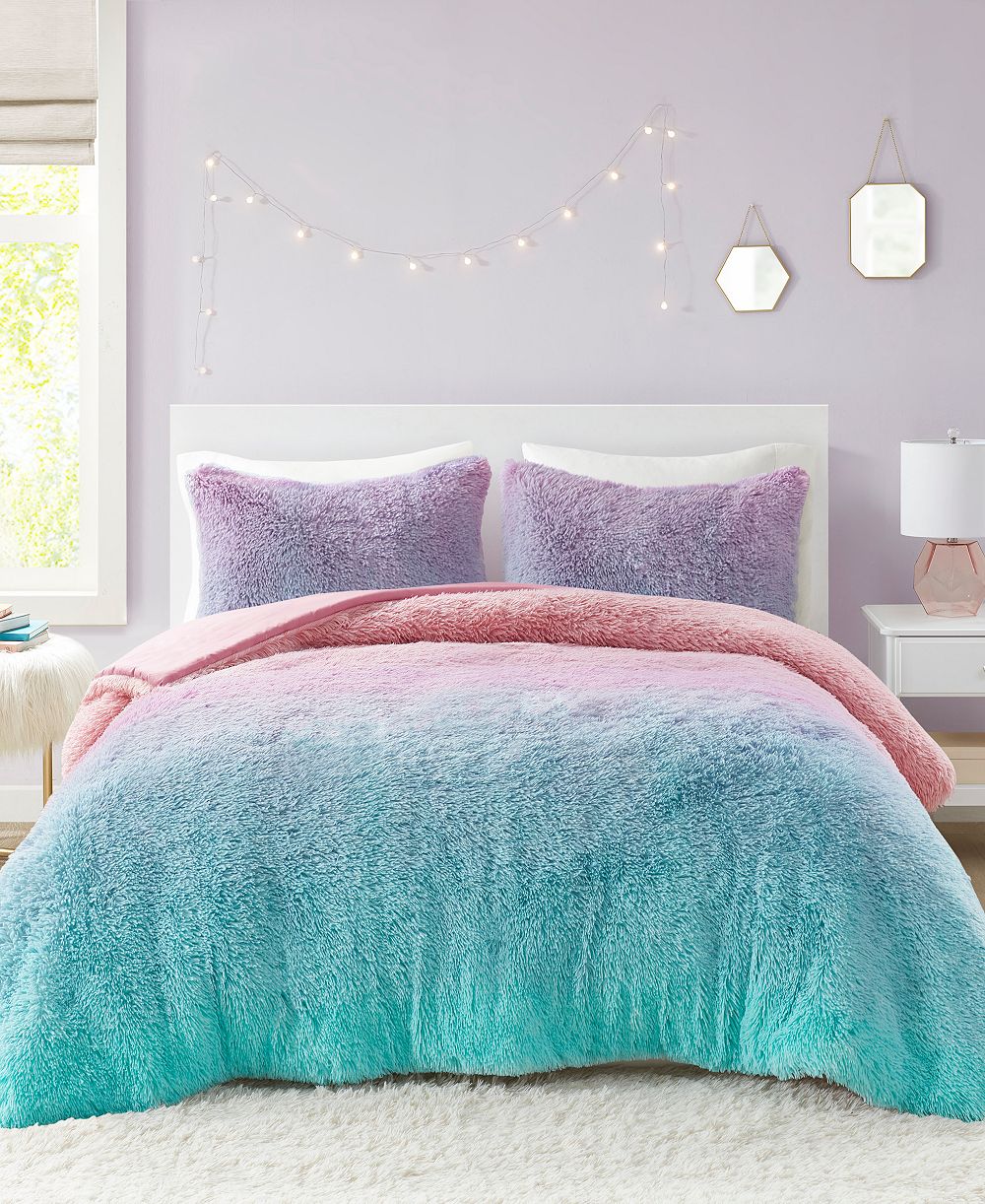Intelligent Design Набор из 3 покрывал Ombre Shaggy Faux Fur, Full/Queen
