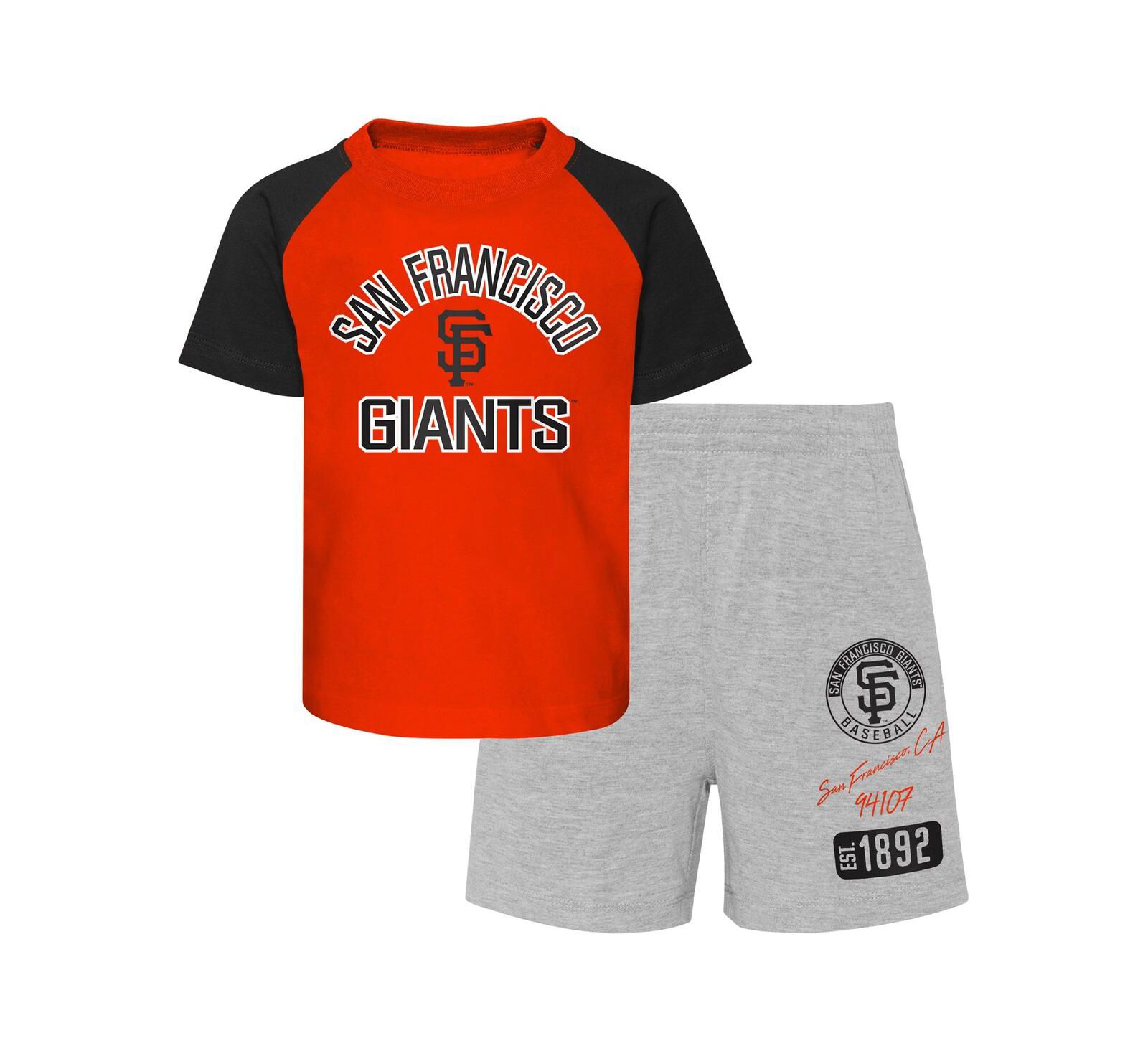 Комплект из футболки и шорт Outerstuff San Francisco Giants Ground Out Baller Raglan для малышей
