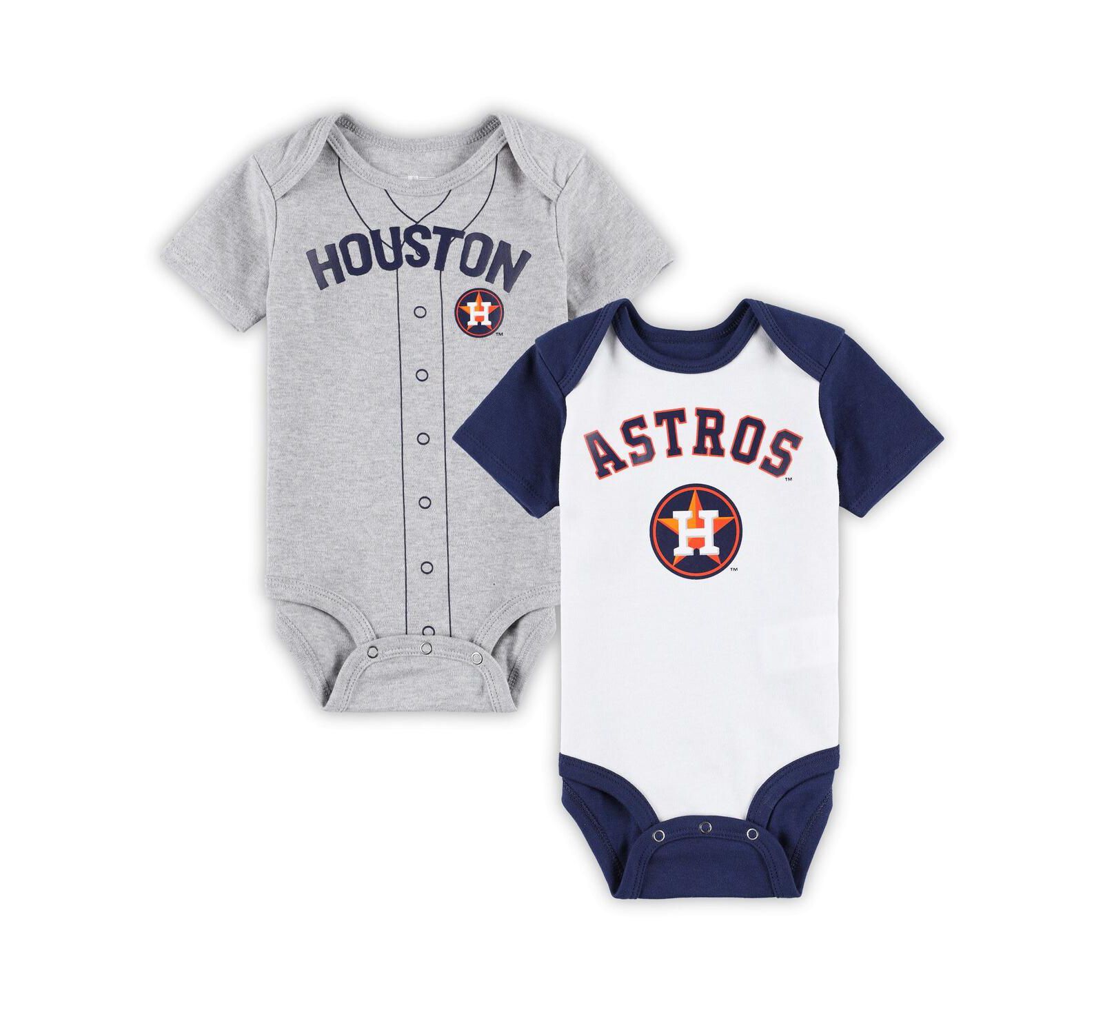 Комплект боди из 2 штук Outerstuff Infant Boys and Girls White and Heather Gray Houston Astros Little Slugger Bodysuit Set
