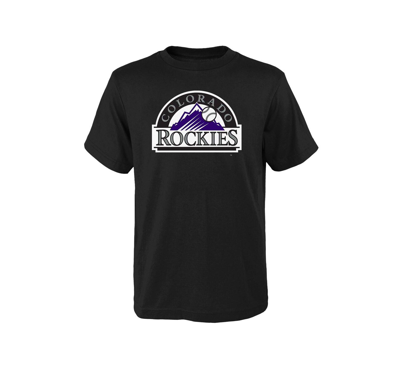 Big Boys and Girls Black Colorado Rockies Logo Primary Team T-shirt