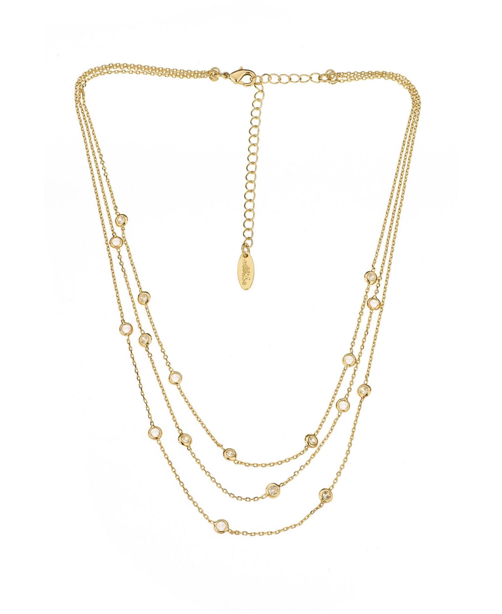 ETTIKA Perfect Cubic Zirconia Dotted 18K Gold Plated Layered Necklace