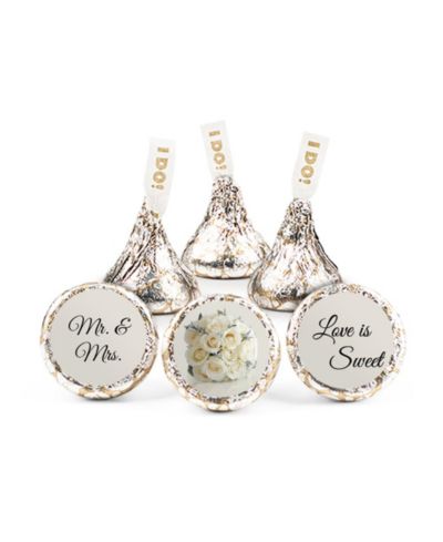 Just Candy Wedding Candy Favors Hershey's Kisses Milk Chocolate Floral - Candy Included - Assembly Required, 75 Pieces