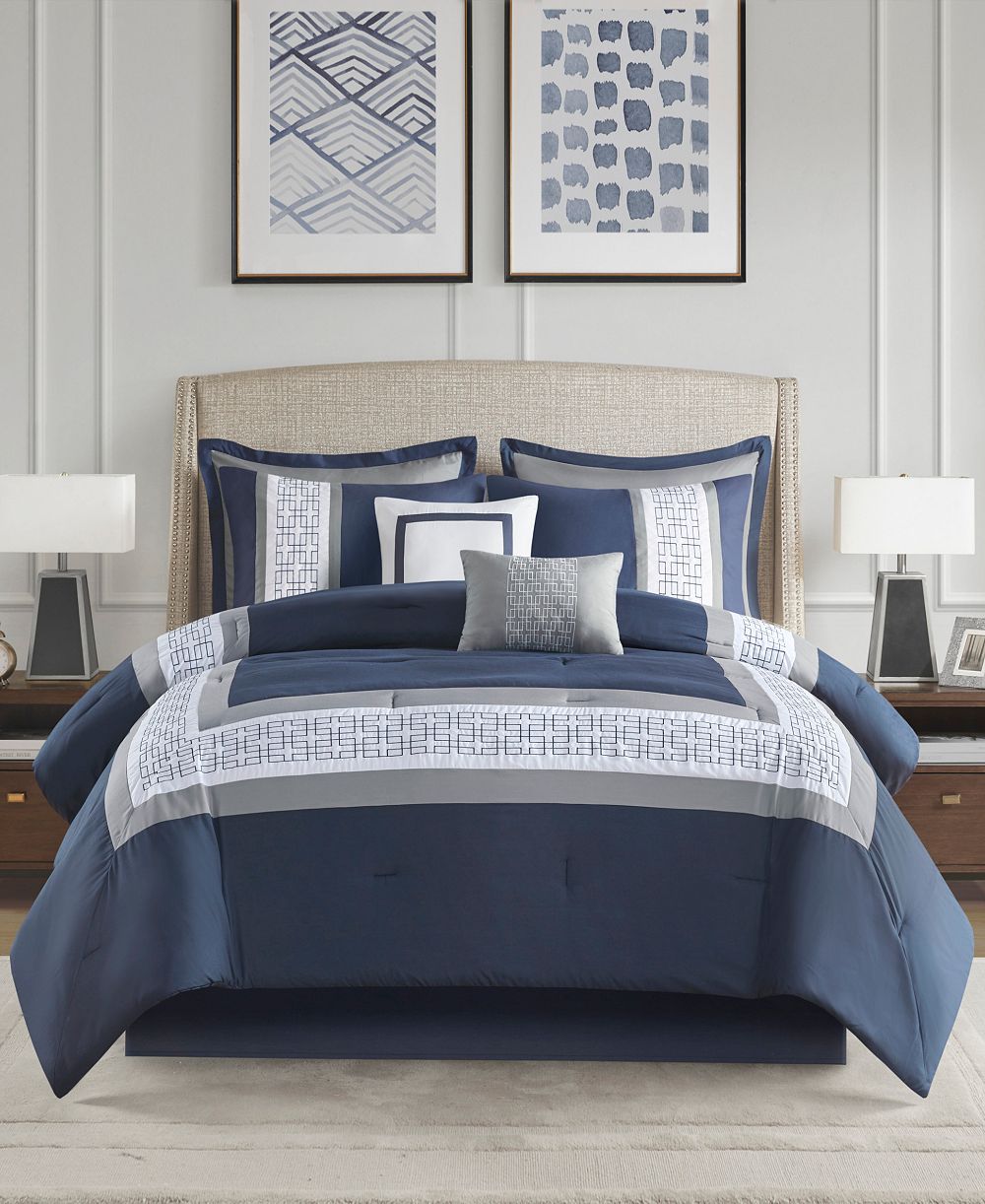 510 Design Powell Embroidered 8 Piece Comforter Set, King