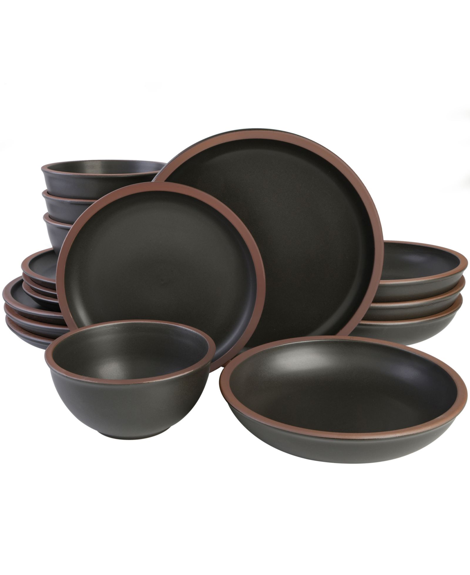 Gibson Elite Lagos Double Bowl-16 Piece Dinnerware Set,  Service for 4