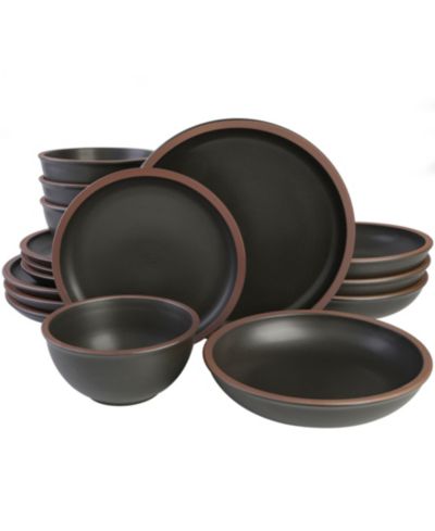 Gibson Elite Lagos Double Bowl-16 Piece Dinnerware Set,  Service for 4