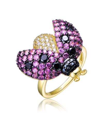 Rachel Glauber Charming Two-Toned Cubic Zirconia Pave Lady Bug Ring