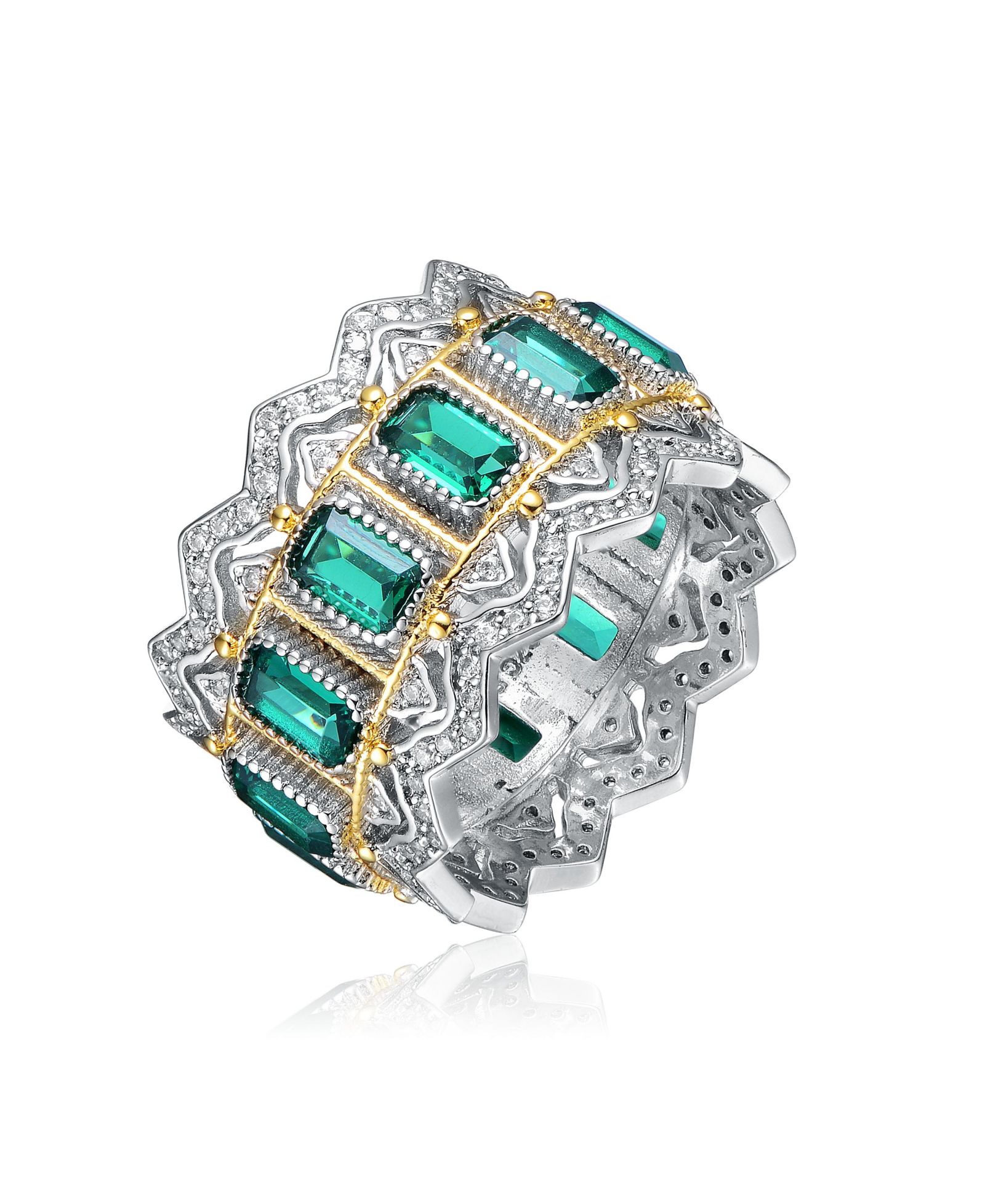 Кольцо Rachel Glauber Dazzling Two-Tone Plated CZ Wide Band