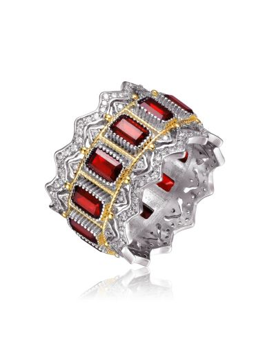 Кольцо Rachel Glauber Dazzling Two-Tone Plated CZ Wide Band
