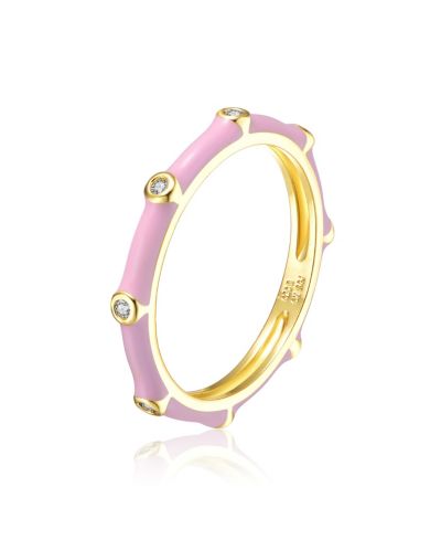 GiGiGirl Cubic Zirconia/Enamel Bamboo Band Ring