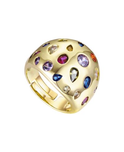 Кольцо Rachel Glauber Modern с радужным кубическим цирконием и напылением 14K Gold